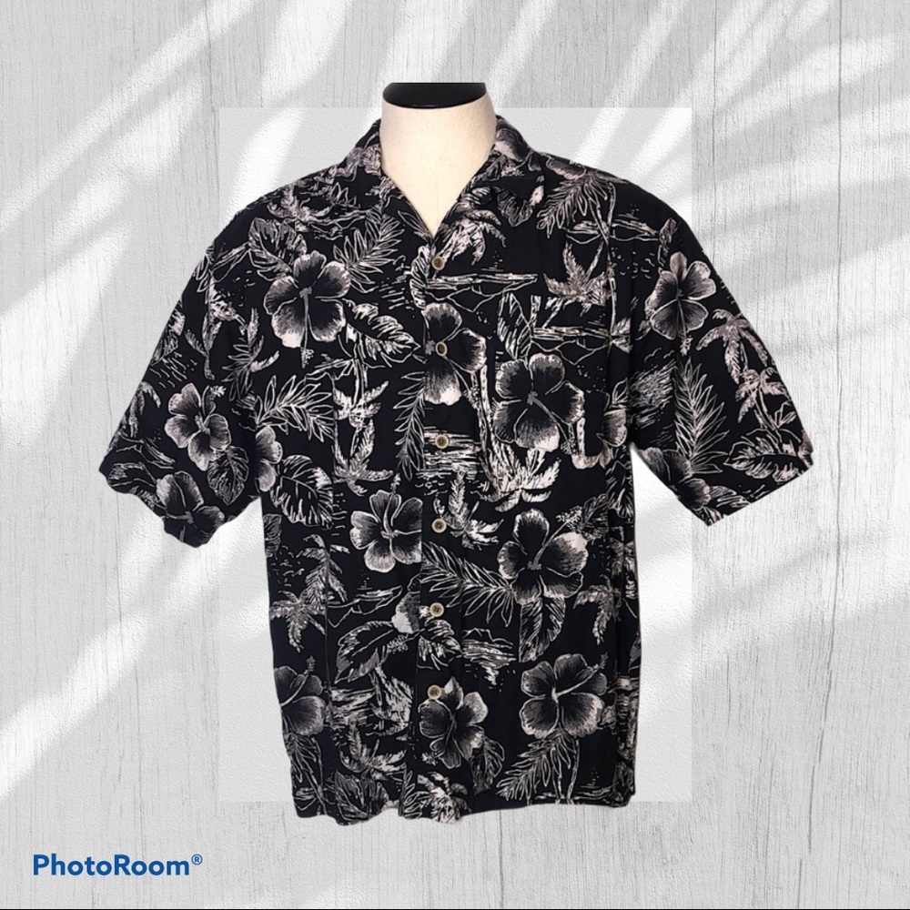Vintage OP Black Button Down Shirt Large